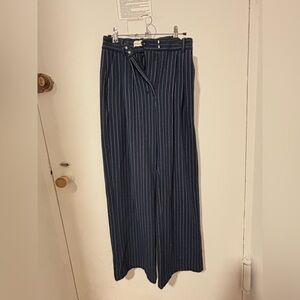 Abercrombie & Fitch Navy Pinstripe Wide-Leg Trousers